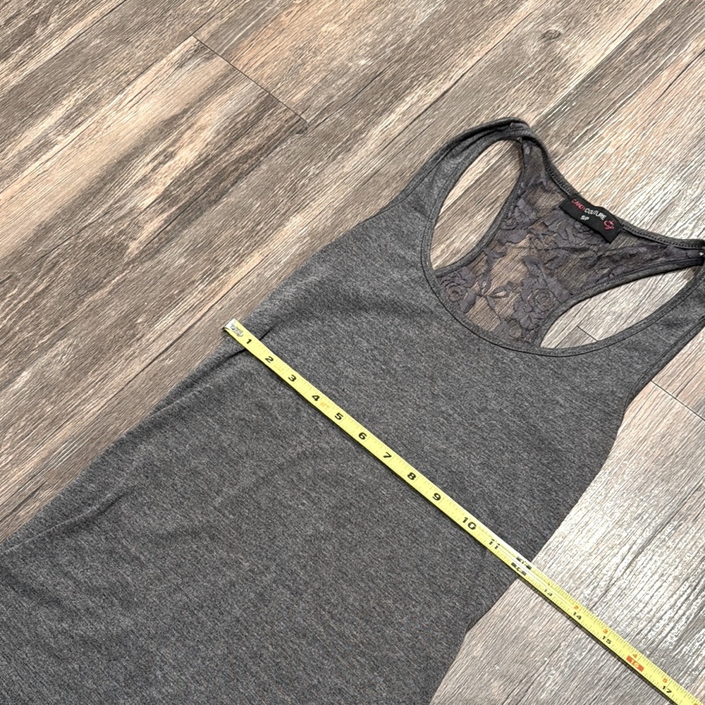 Gray Rose Lace Back Razorback Tank Top - Picture 6 of 7